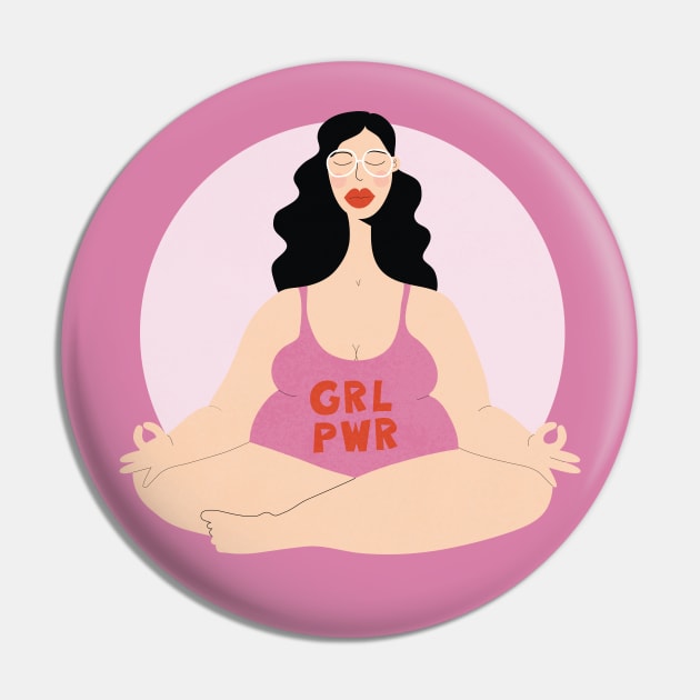 Girl Power Pink Pin by damppstudio