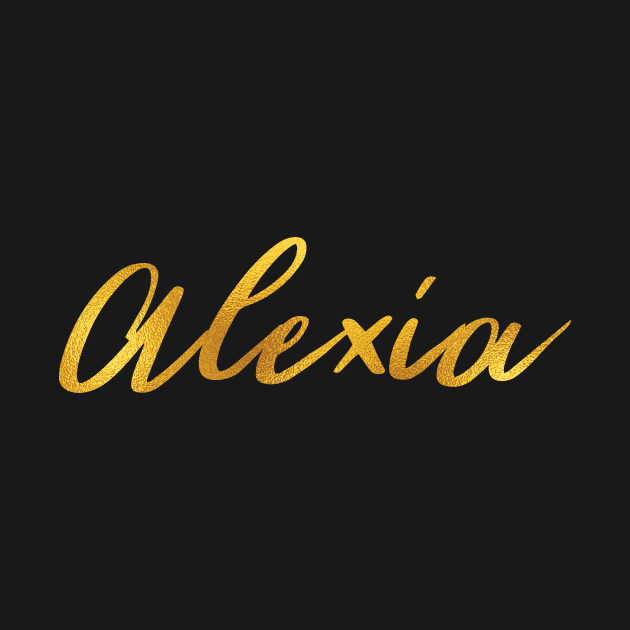 Alexia Name Hand Lettering in Faux Gold Letters by Pixel On Fire