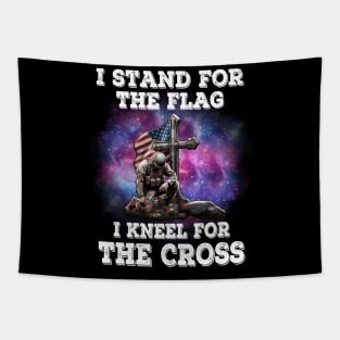 I Stand For The Flag I Kneel For The Cross, Memorial Day, Veteran, Patriotic Tapestry