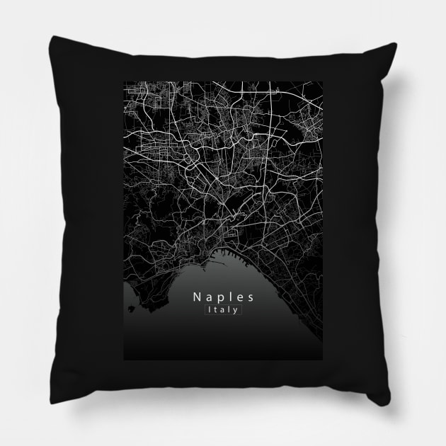 Naples Italy City Map dark Pillow by Robin-Niemczyk