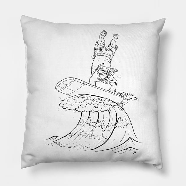 Kahuna Hangs 10 Pillow by AJIllustrates