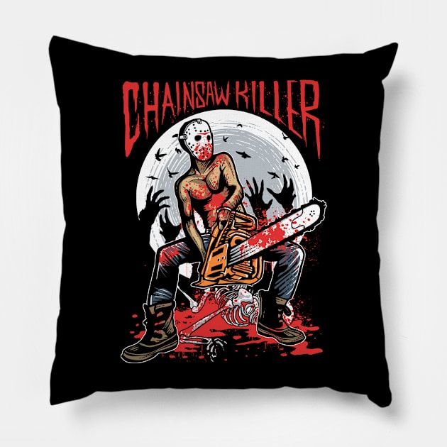 ChainsawKiller Pillow by Dark Planet Tees