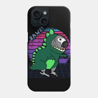 Aesthetic Vaporwave Dinosaur African Grey Parrot Phone Case