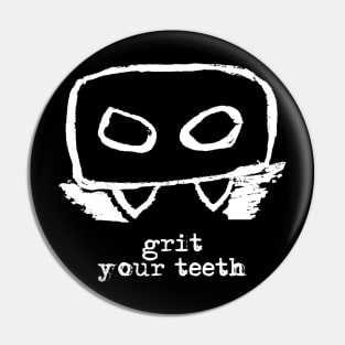 Bloody Mario - the Italian vampire (head) – Grit your teeth (white on black) Pin