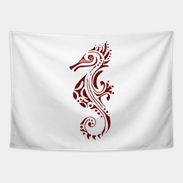 Seahorse red tattoo Tapestry by Zamen