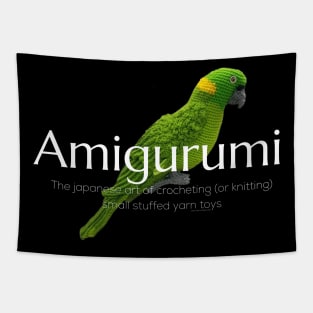 Amigurumi with Parrot and white lettering Tapestry