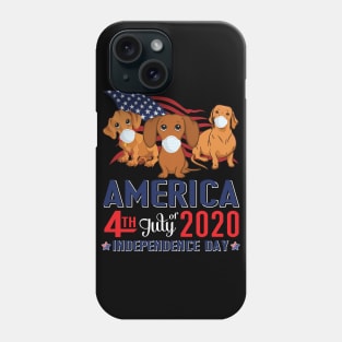 Dachshund Dogs With US Flag And Face Masks Happy America 4th July Of 2020 Independence Day Phone Case