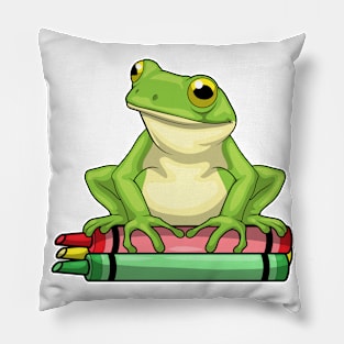 Frog Pupil Crayons School Pillow