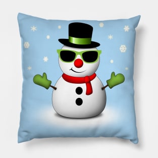 Cool Snowman with Shades and Adorable Smirk Pillow