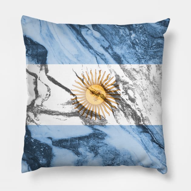 Flag of Argentina - Marble texture Pillow by DrPen