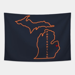 Port Sanilac MI Love (Orange) Tapestry