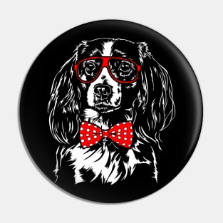 Nederlandse Kooikerhondje with glasses cute dog portrait Pin