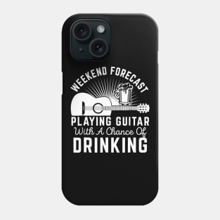 Weekend Forecast Playing Guitar Drinking Beer Phone Case
