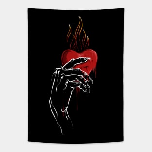 Flaming heart bleeding. Tapestry
