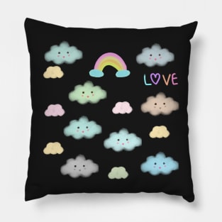 a cute character, cloud friends,Clouds, rainbow Pillow