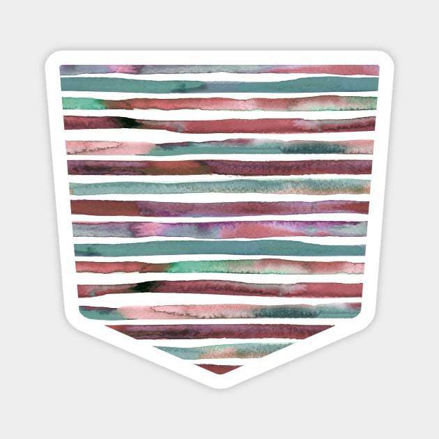 Pocket - WATERCOLOR STRIPES RED AND GREEN Magnet by ninoladesign