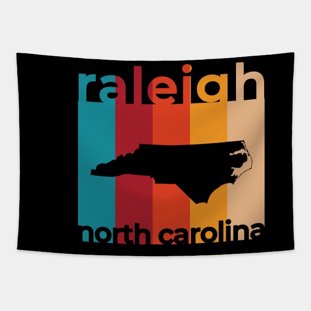 Raleigh North Carolina Retro Tapestry by easytees