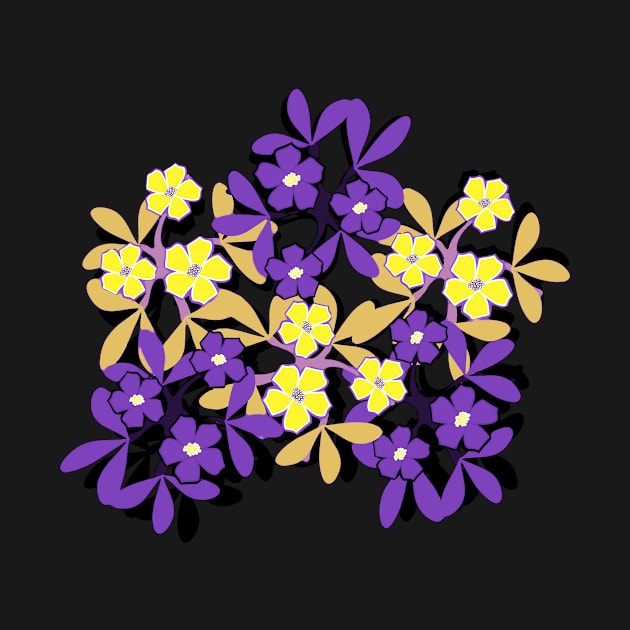 Nonbinary Pride Small Flowers and Leaves by VernenInk