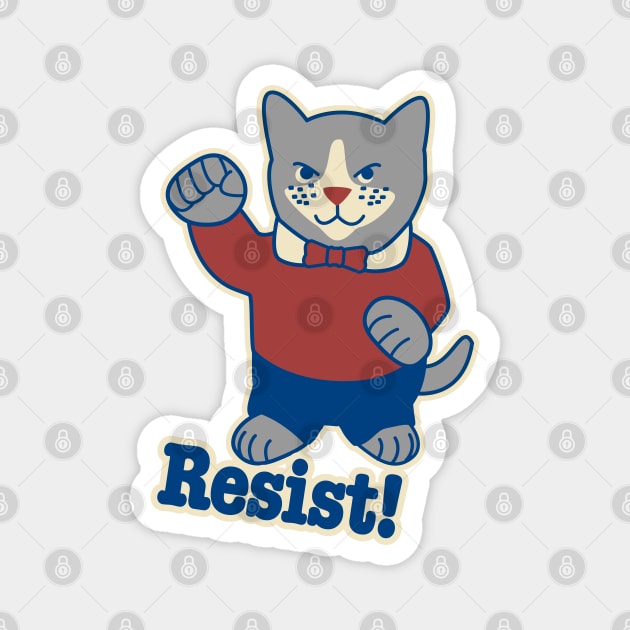 Resist! Cat with raised fist Magnet by Sue Cervenka