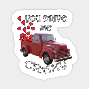 Happy Valentines Day Show Love Red Truck Carrying Hearts Funny Gifts Magnet