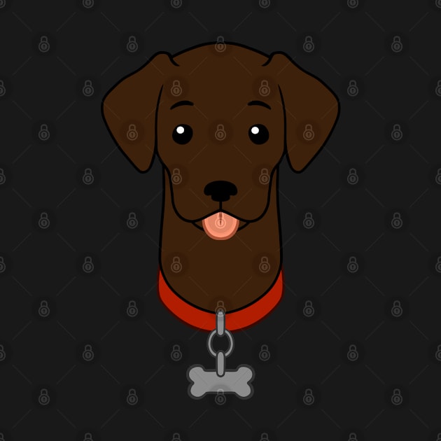 Cartoon Illustrated Chocolate Labrador Retriever With Dog Bone Collar by RosemaryRabbit