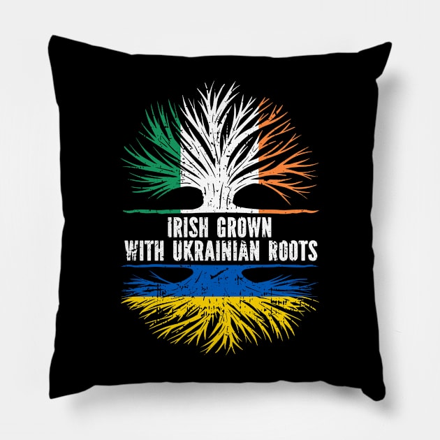 Irish Grown with Ukrainian Roots Flag Pillow by silvercoin