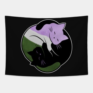 Genderqueer Yin Yang Cat Tapestry