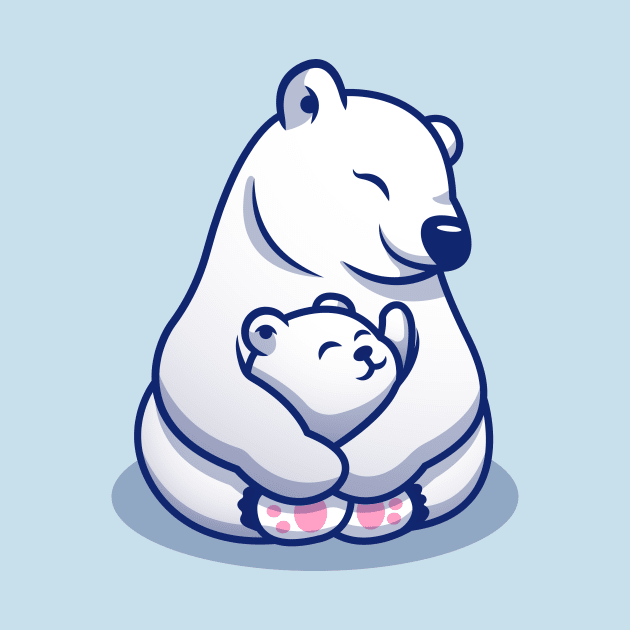 Cute Polar Bear Mom Hugging Baby Polar by Catalyst Labs