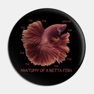 Anatomy of a Betta Fish, Funny Labels Pin