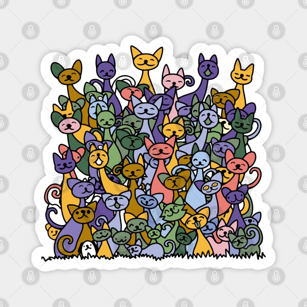 doodle cats pile Magnet by Mako Design 