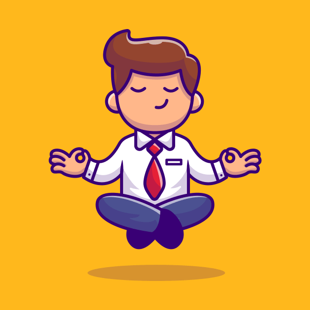 Employee Doing Yoga Meditation Cartoon by Catalyst Labs