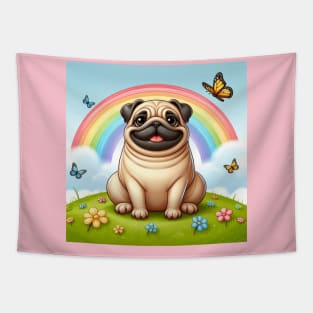 Pug Dog Smiles Tapestry