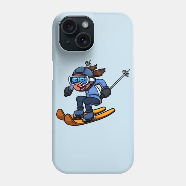 Skiing Girl Phone Case by TheMaskedTooner