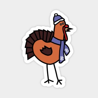 Thanksgiving Turkey Winter Periwinkle Hat and Scarf Magnet