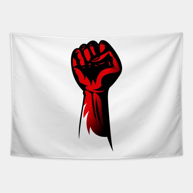 Red Hand Tapestry by Whatastory