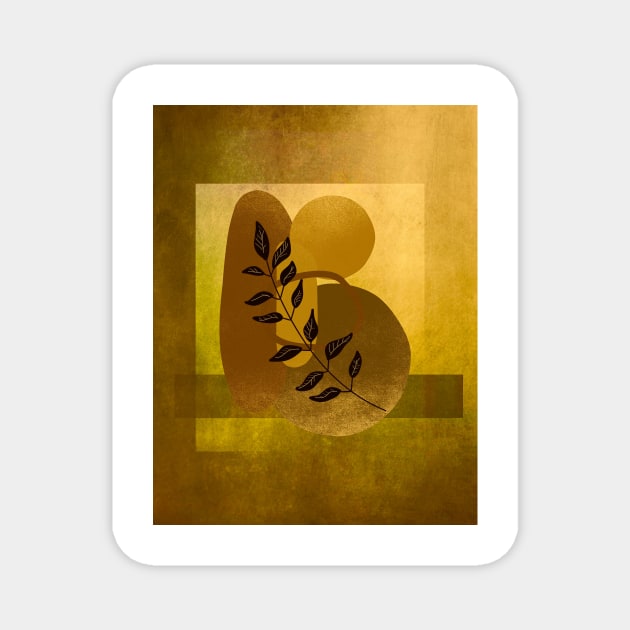 Modern Art Botanical In Gold Magnet by JimDeFazioPhotography