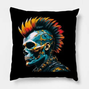 A skull with a mohawk. Pillow