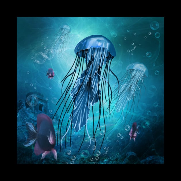 Wonderful jellyfish in the deep ocean by Nicky2342