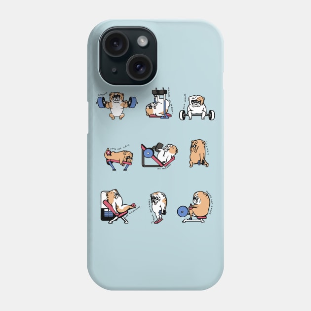 Leg Day with English Bulldog Phone Case by huebucket