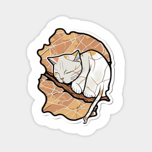 Kintsugi Japan Style Sleepy Cute Kitty Cat Magnet