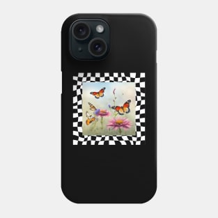 Butterfly Playground on Checkered Background Phone Case