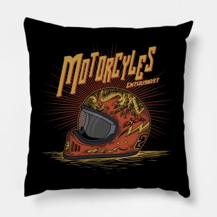 Motorcycle Enthusiast Illustration Pillow