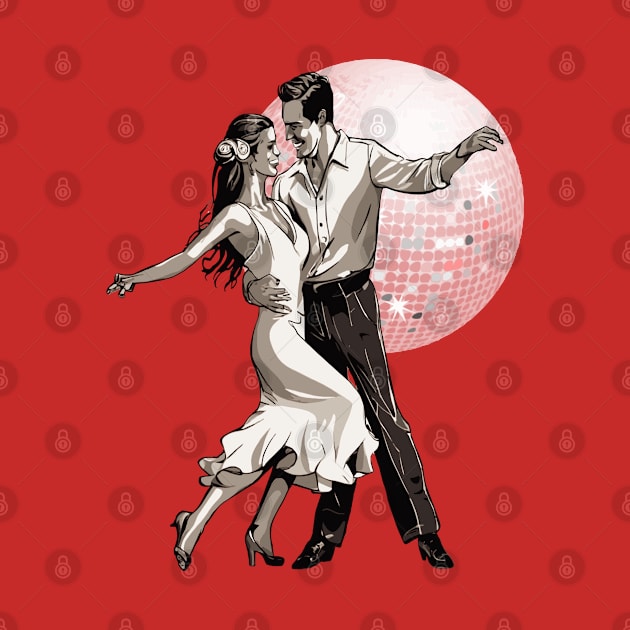 Salsa Couple Dancing With Ballroom Mirrorball by taiche