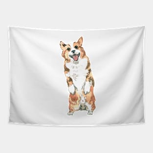 Cute Watercolor Corgi Dog Puppy Pattern Tapestry