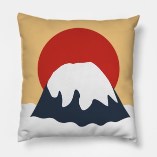 Japanese Mountain and Rising Red Sun Pillow