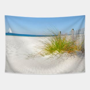 Beautiful White Sandy Beach with blue sky Tapestry