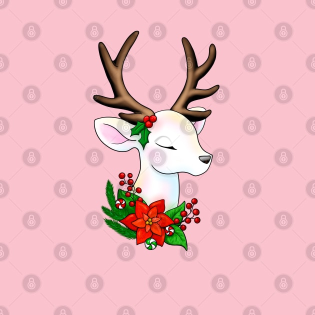 Elegant Christmas Reindeer Illustration by Lady Lilac