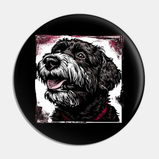 Retro Art Black Russian Terrier Dog Lover Pin