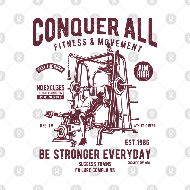 Conquer All Be Stronger Everyday Success Trains Failure Complains Bench Press Workout by JakeRhodes