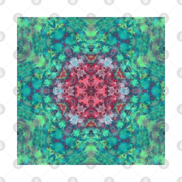 Digital Mandala Red Green and Blue by WormholeOrbital